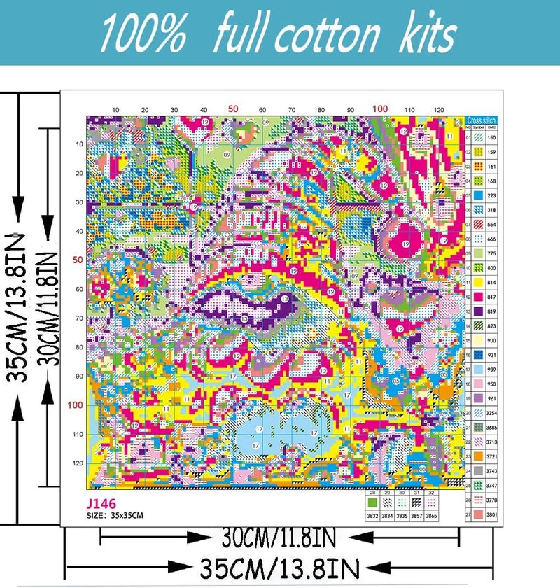 TaeYsck Valentine's Day Stamped Cross Stitch Kits for Beginner, Gnome Needlepoint Counted Cross Stitch Embroidery Kits for Adults, 11CT Dimensions Counted Cross Stitch Love Flowers Patterns Arts Craft Kits - Image 2